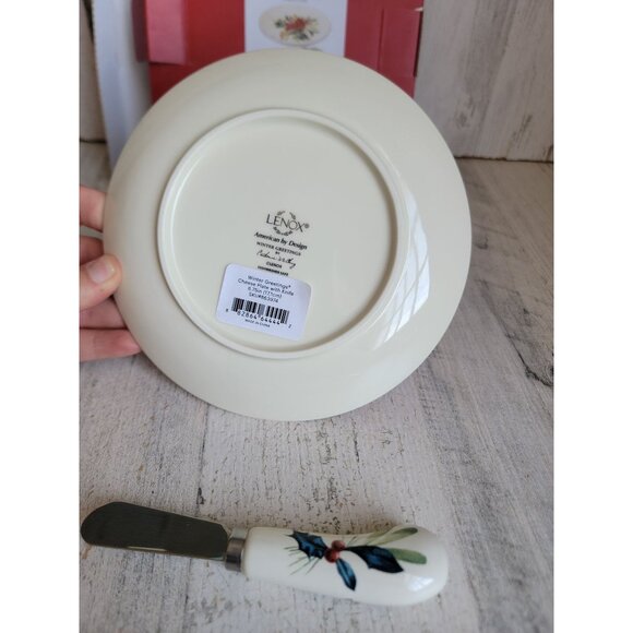 Lenox winter greetings cheese plate‎ Knife red cardinal Xmas set - Picture 4 of 6